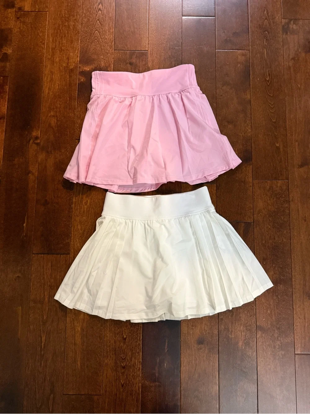Reflex Pink Flared Skirt + White Pleated Skirt Set